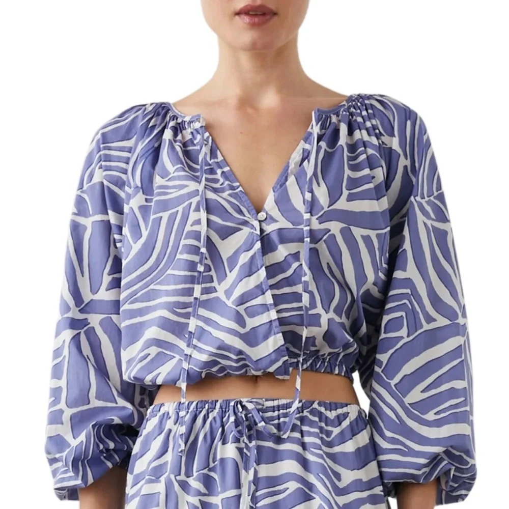 Rails Cotton Katia Crop Top Island Waves size Medium - Picture 10 of 11